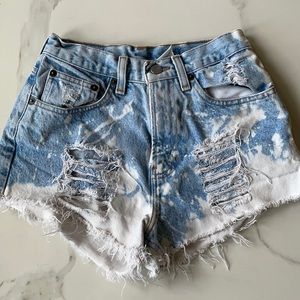 Vintage High Rise Distressed Acid Wash Shorts